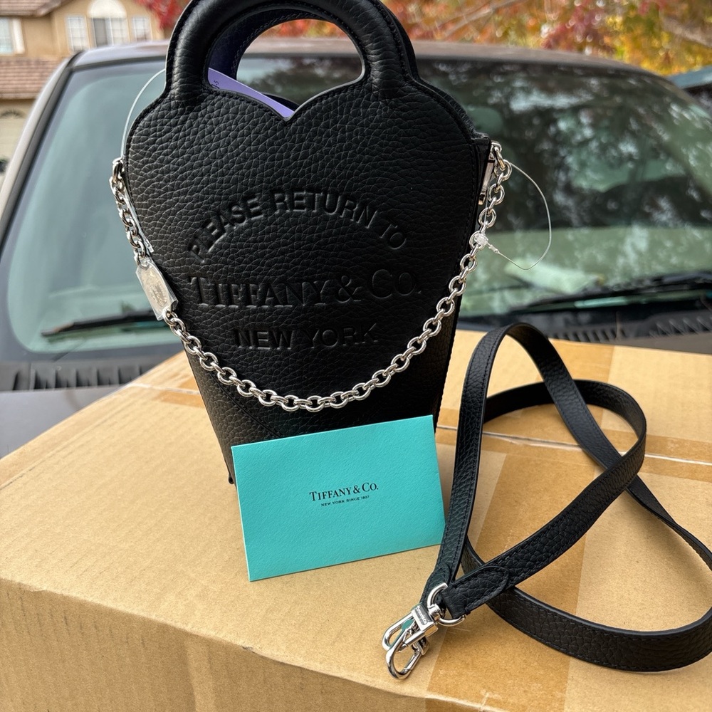 Tiffany & Co. Black Mini Bag with Silver Chain